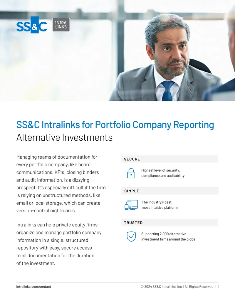 SS&C Intralinks for Portfolio Company Reporting