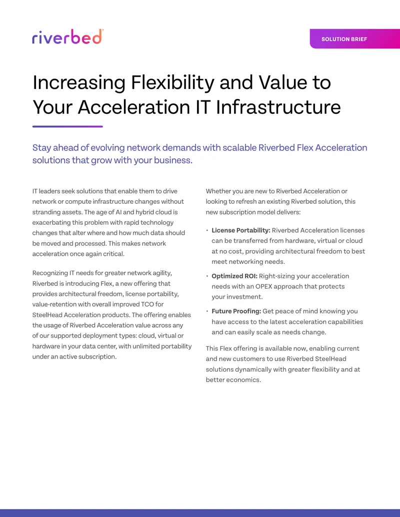Riverbed Flex Acceleration Solution Brief
