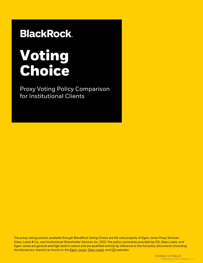 Proxy Voting Policy Comparison for Institutional Clients