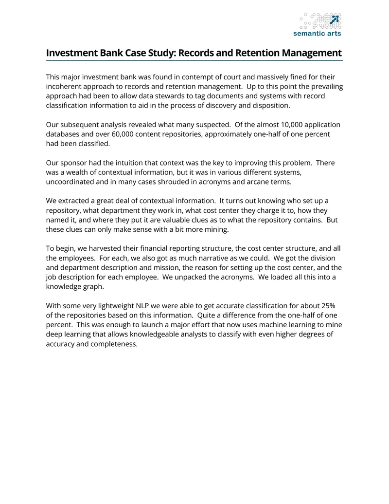 Investment Bank Records and Retention Management Case Study