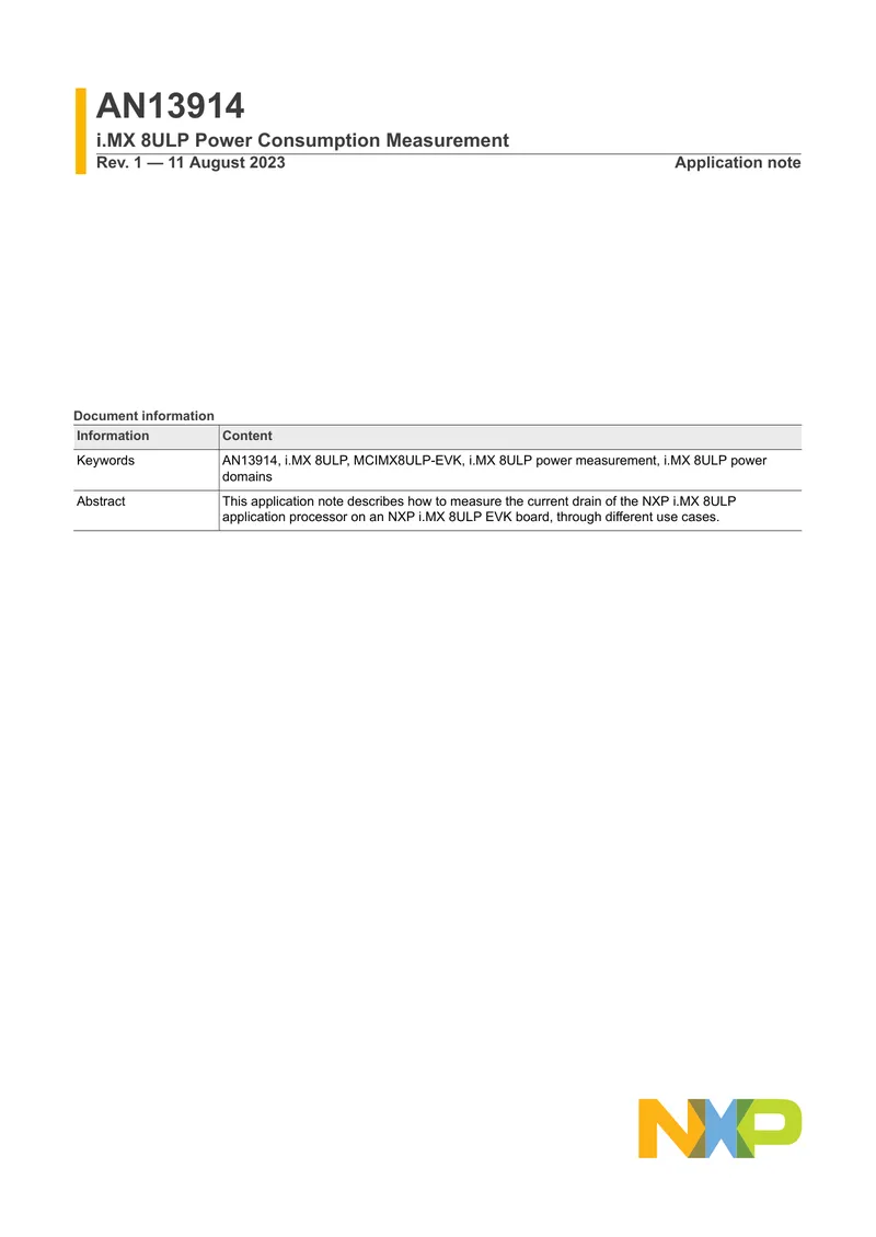 i.MX 8ULP Power Consumption Measurement Application Note