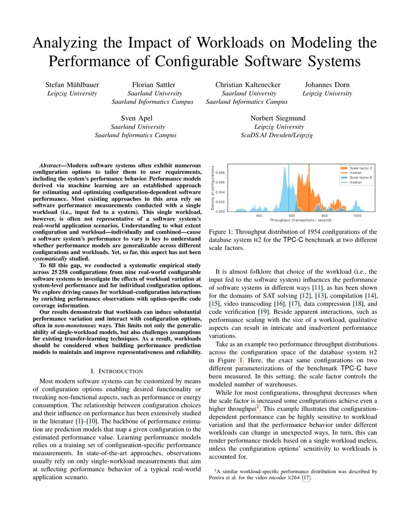 Impact of Workloads on Software Performance Modeling