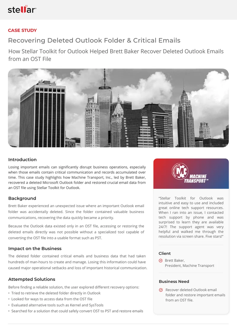 Email Recovery Case Study for Machine Transport
