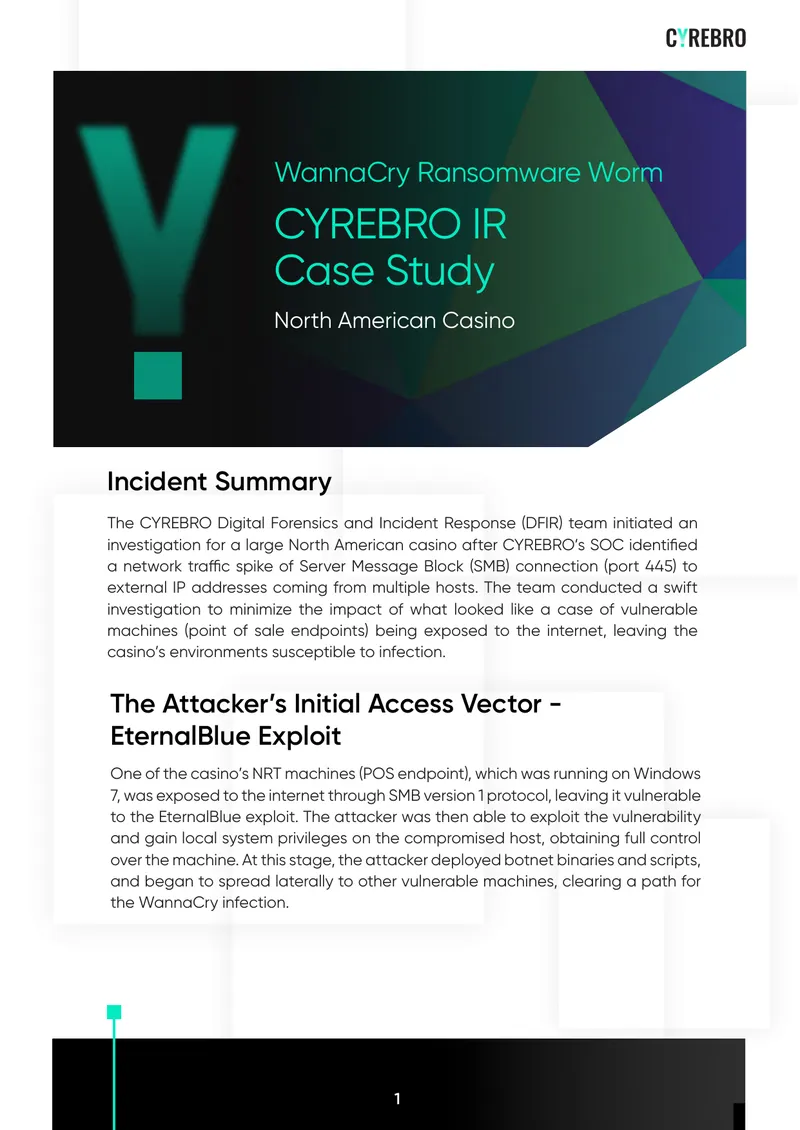 WannaCry Ransomware Incident Analysis in Casino