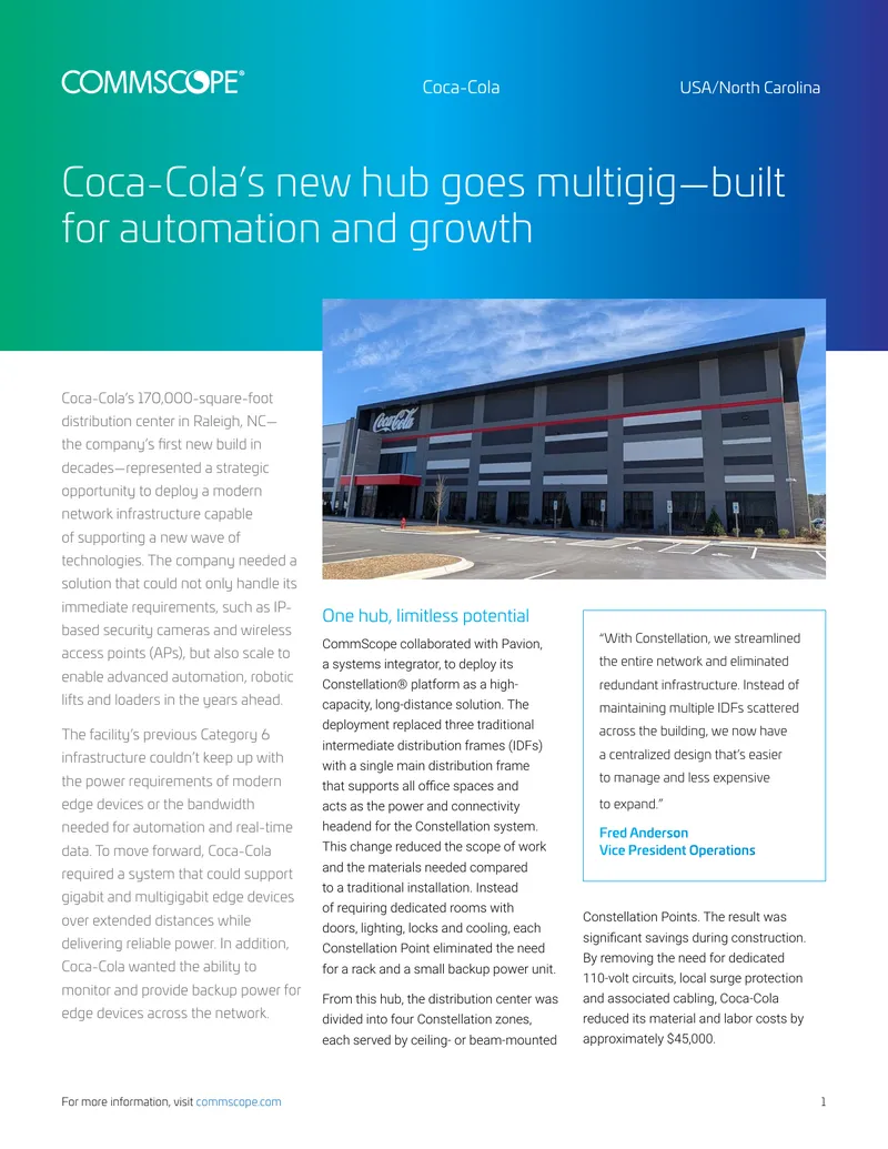 Coca-Cola Distribution Center Network Infrastructure Deployment
