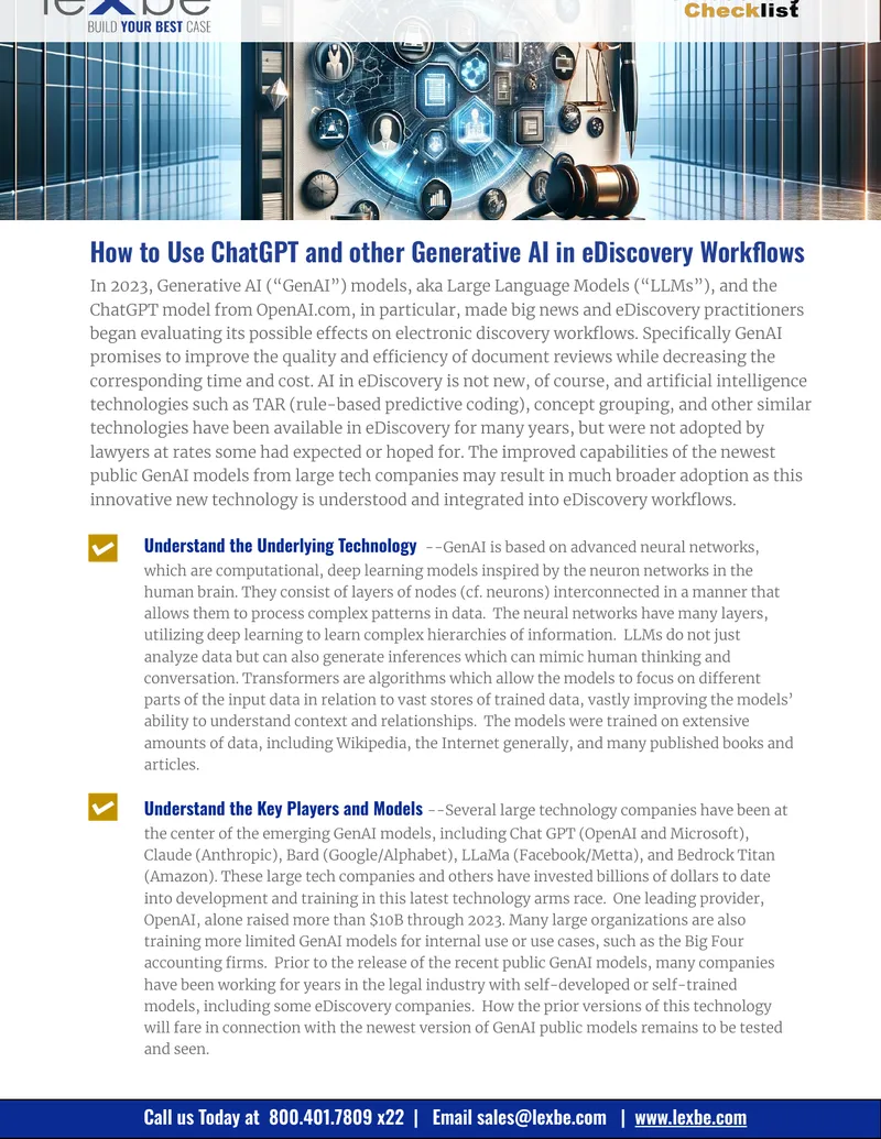 Using Generative AI in eDiscovery Workflows