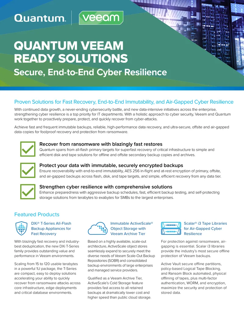 Quantum Veeam Ready Solutions for Cyber Resilience