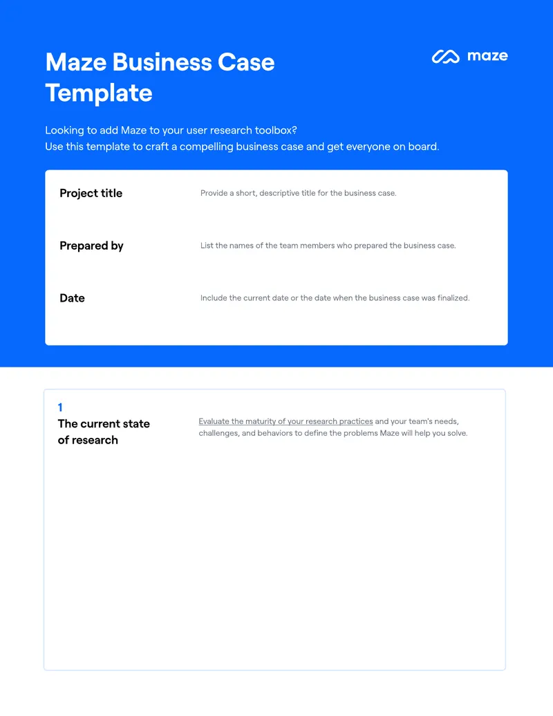 Maze Business Case Development Template