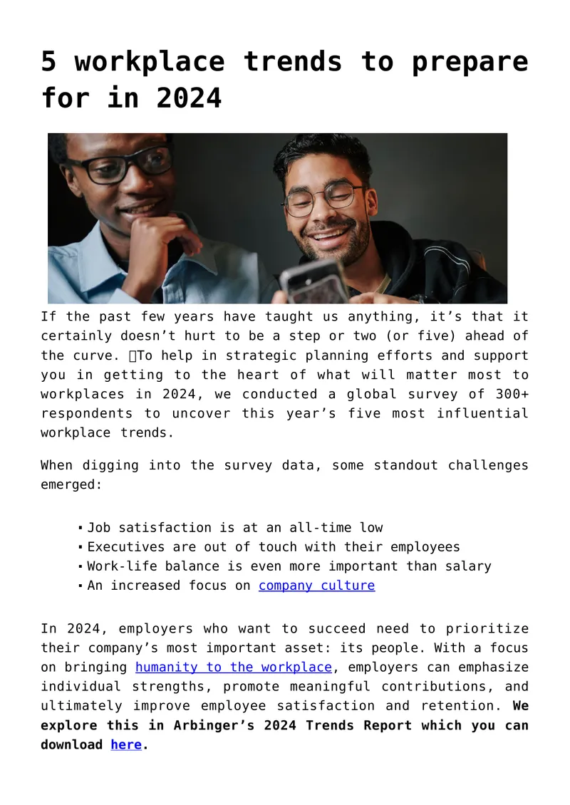Workplace Trends for 2024 Preparation