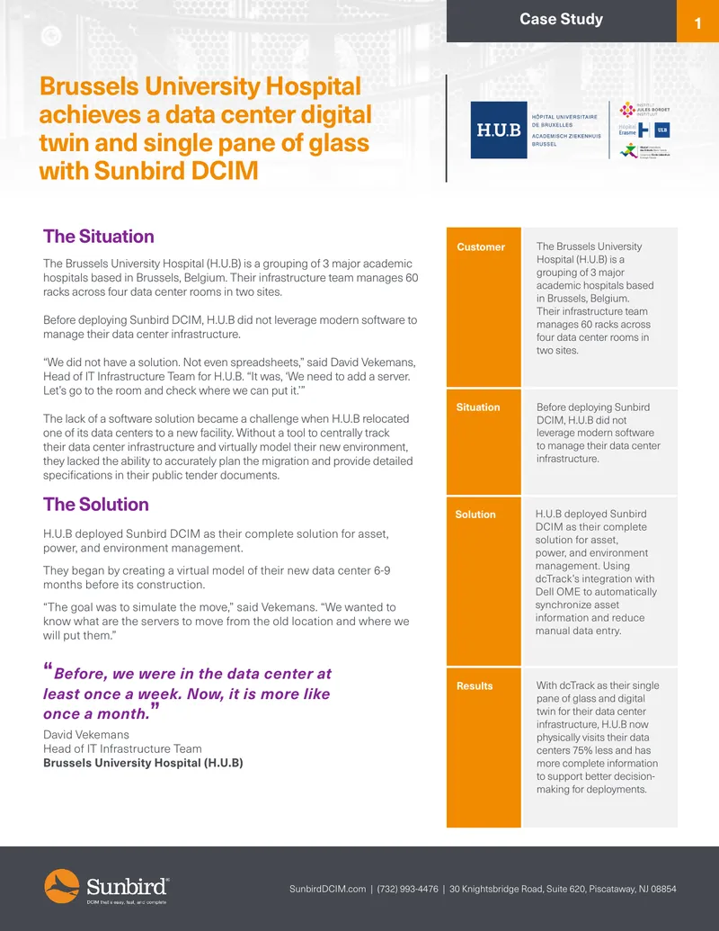Brussels University Hospital Data Center Case Study