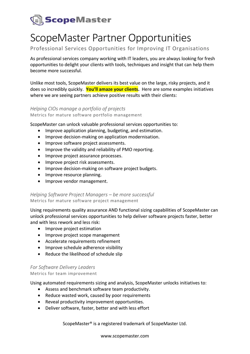Professional Services Opportunities with ScopeMaster