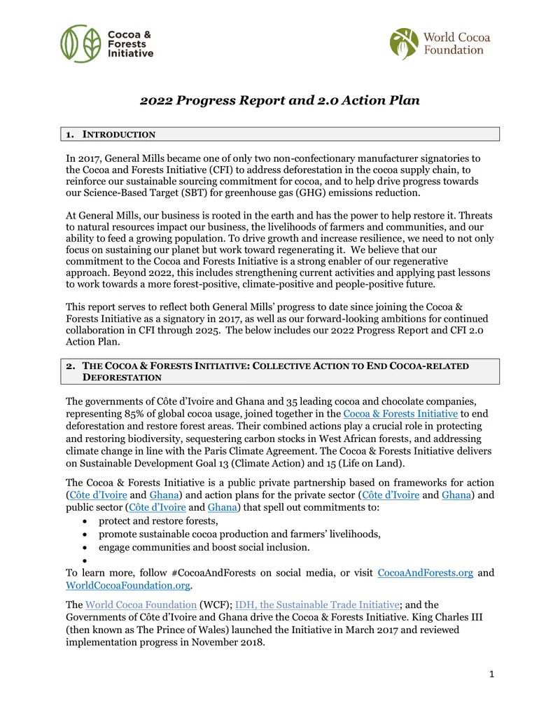 2022 Progress Report and Cocoa Action Plan