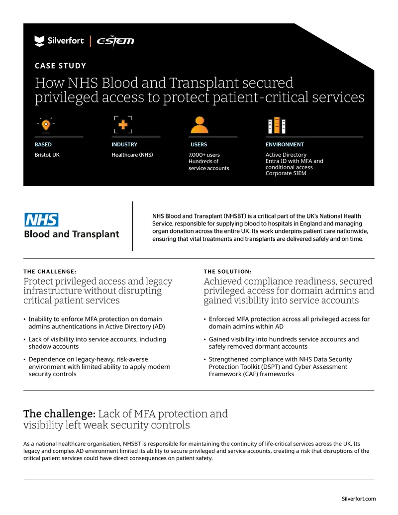 NHS Blood and Transplant Privileged Access Security Case Study