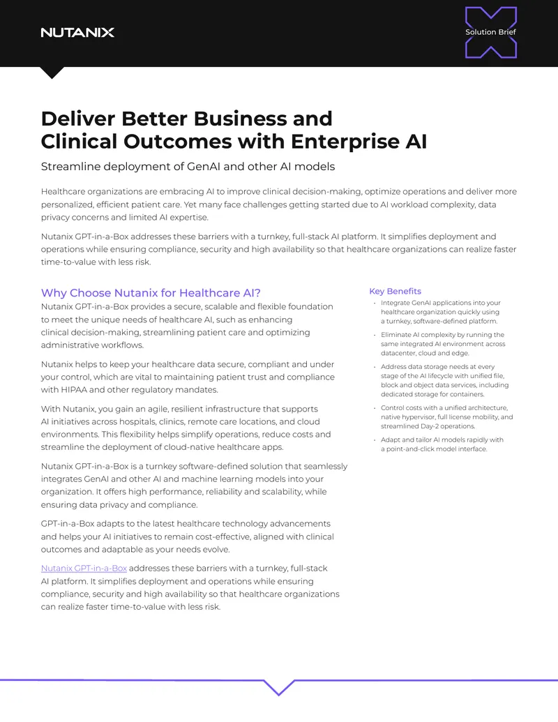 Nutanix GPT-in-a-Box Healthcare AI Solution Brief