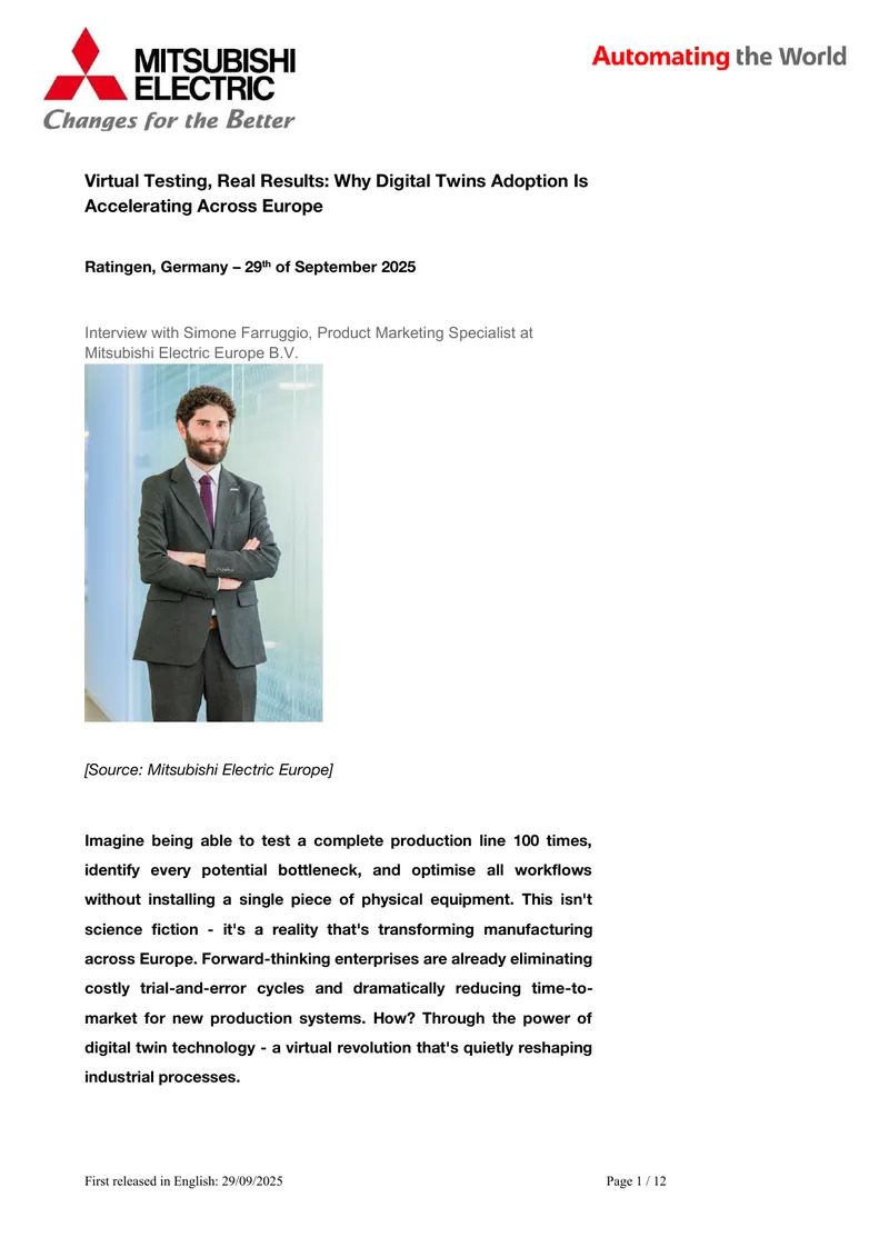 Digital Twins Adoption in European Manufacturing