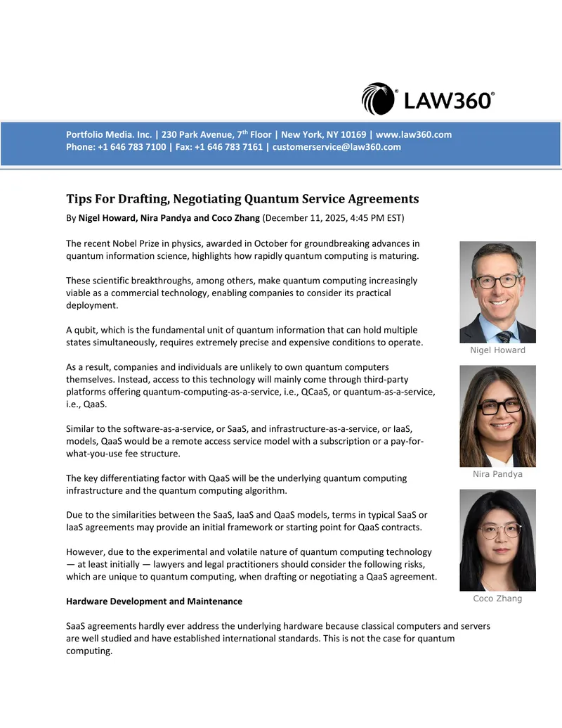 Tips For Drafting Quantum Service Agreements