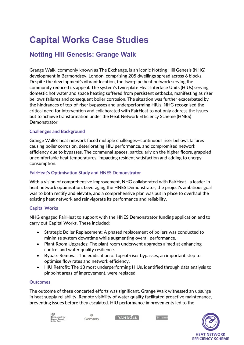 Grange Walk Heat Network Optimization Case Study