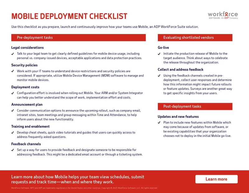 Mobile Deployment Checklist for ADP WorkForce Suite