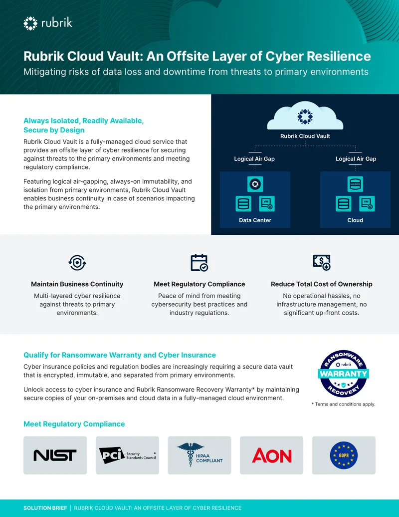 Rubrik Cloud Vault Cyber Resilience Solution Brief
