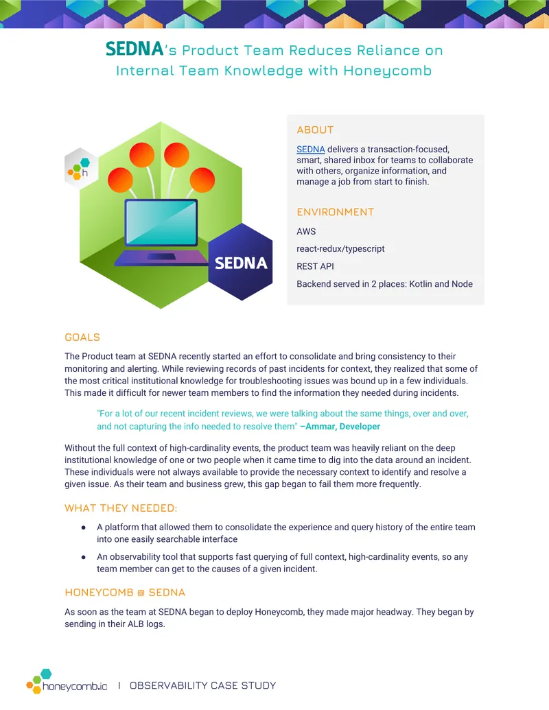 Observability Case Study on SEDNA's Product Team
