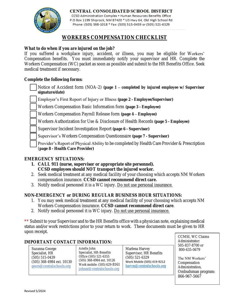 Workers Compensation Reporting and Procedures Guide