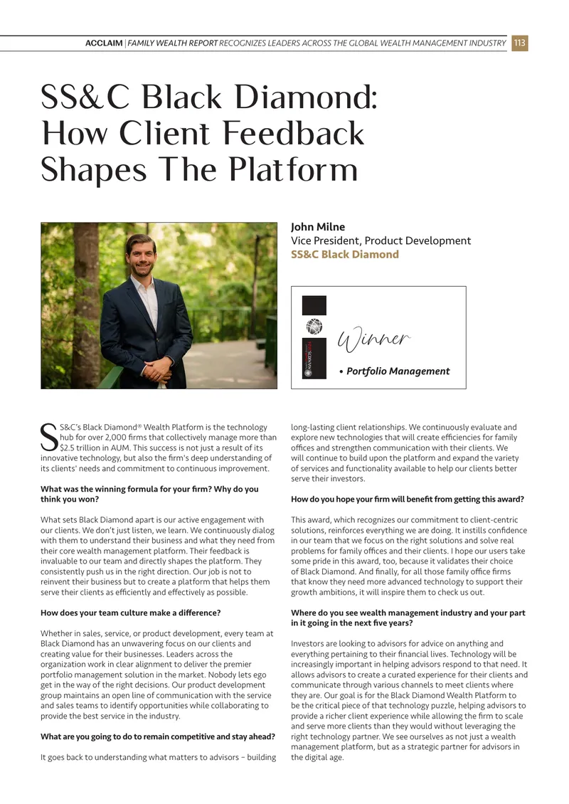 SS&C Black Diamond Wealth Platform Client Engagement