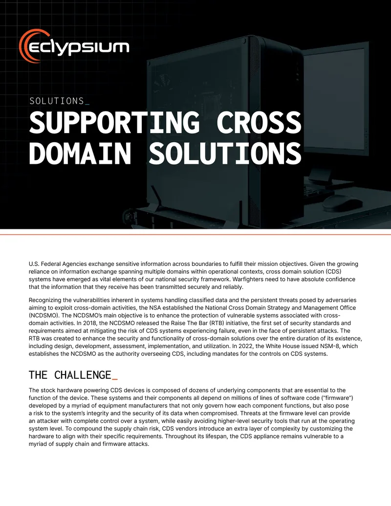 Supporting Cross Domain Solutions for National Security