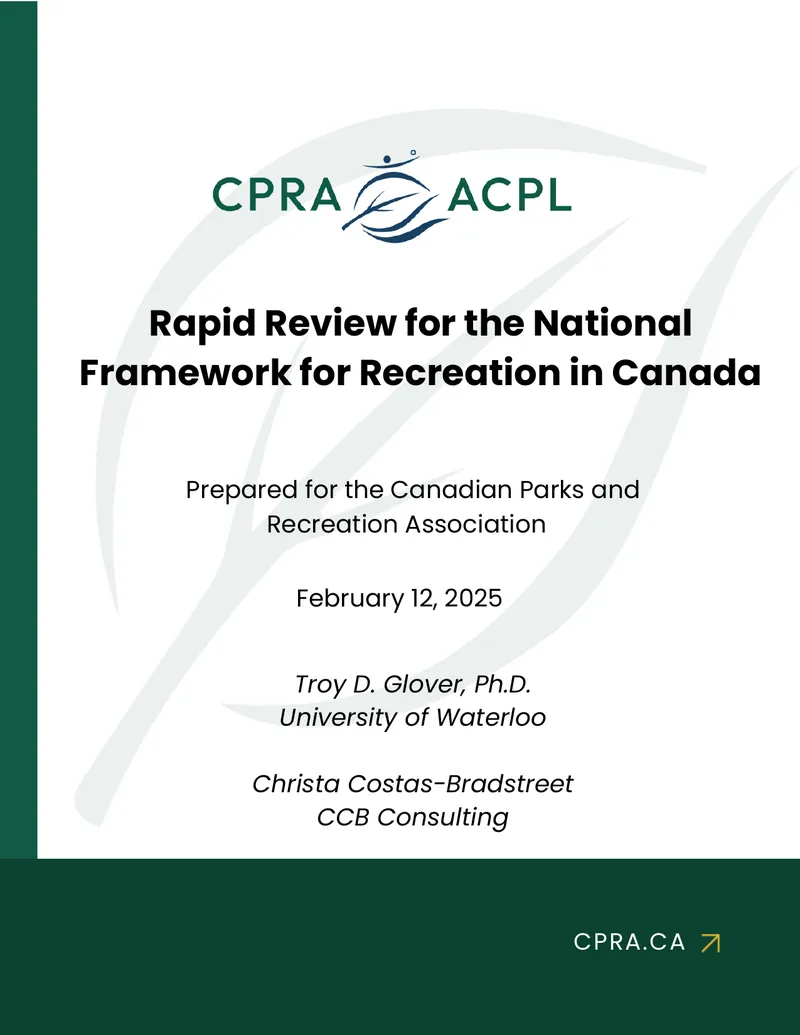 Rapid Review for the National Framework for Recreation in Canada
