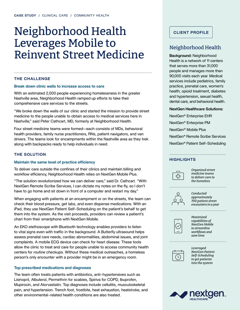 Neighborhood Health Mobile Street Medicine Initiative