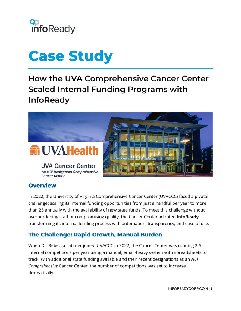 UVA Comprehensive Cancer Center Internal Funding Case Study