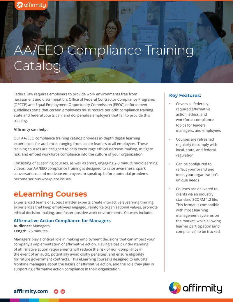 AA/EEO Compliance Training Course Catalog