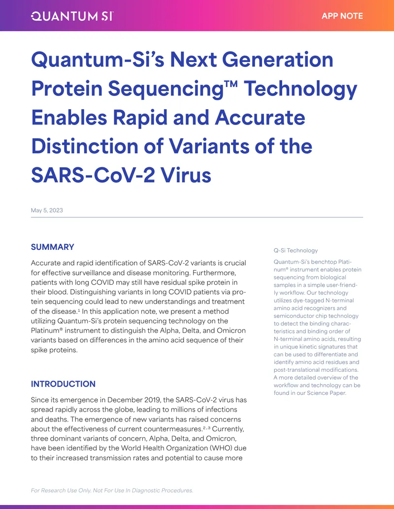 Application Note on Protein Sequencing Technology for SARS-CoV-2 Variants