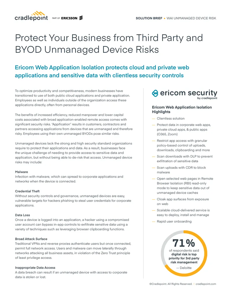 Web Application Isolation for Unmanaged Device Risks