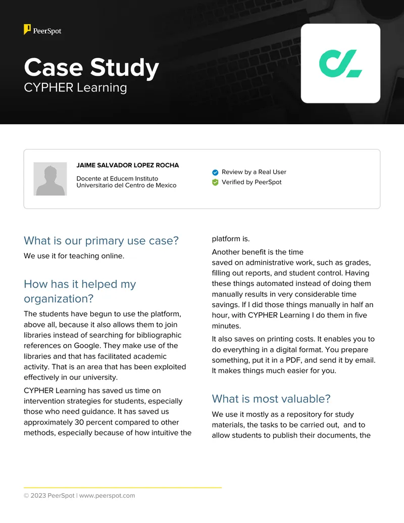 CYPHER Learning User Experience Case Study