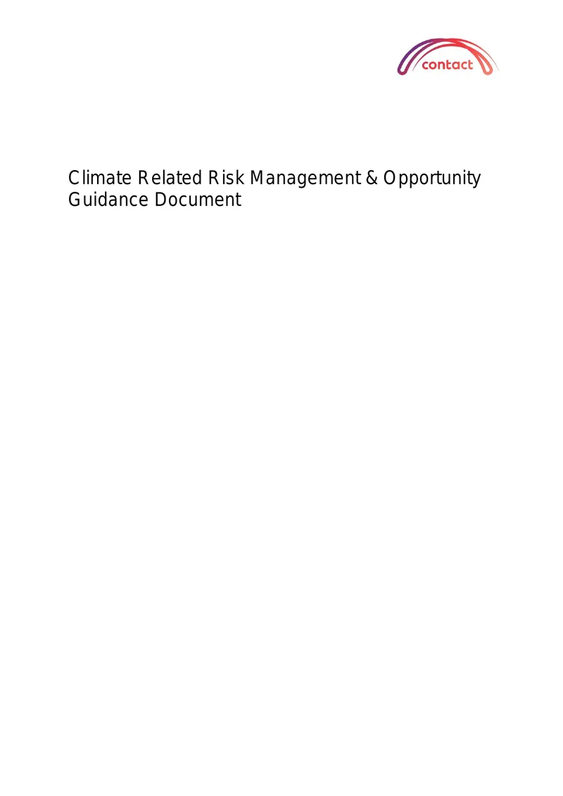 Climate Related Risk Management and Opportunity Guidance Document