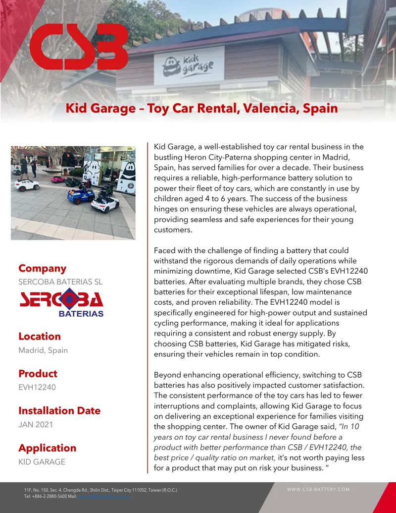Battery Solution for Toy Car Rental Business