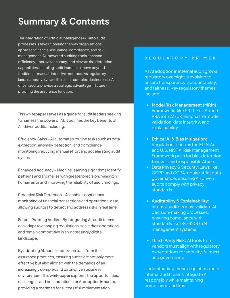 AI Integration in Audit Processes and Compliance