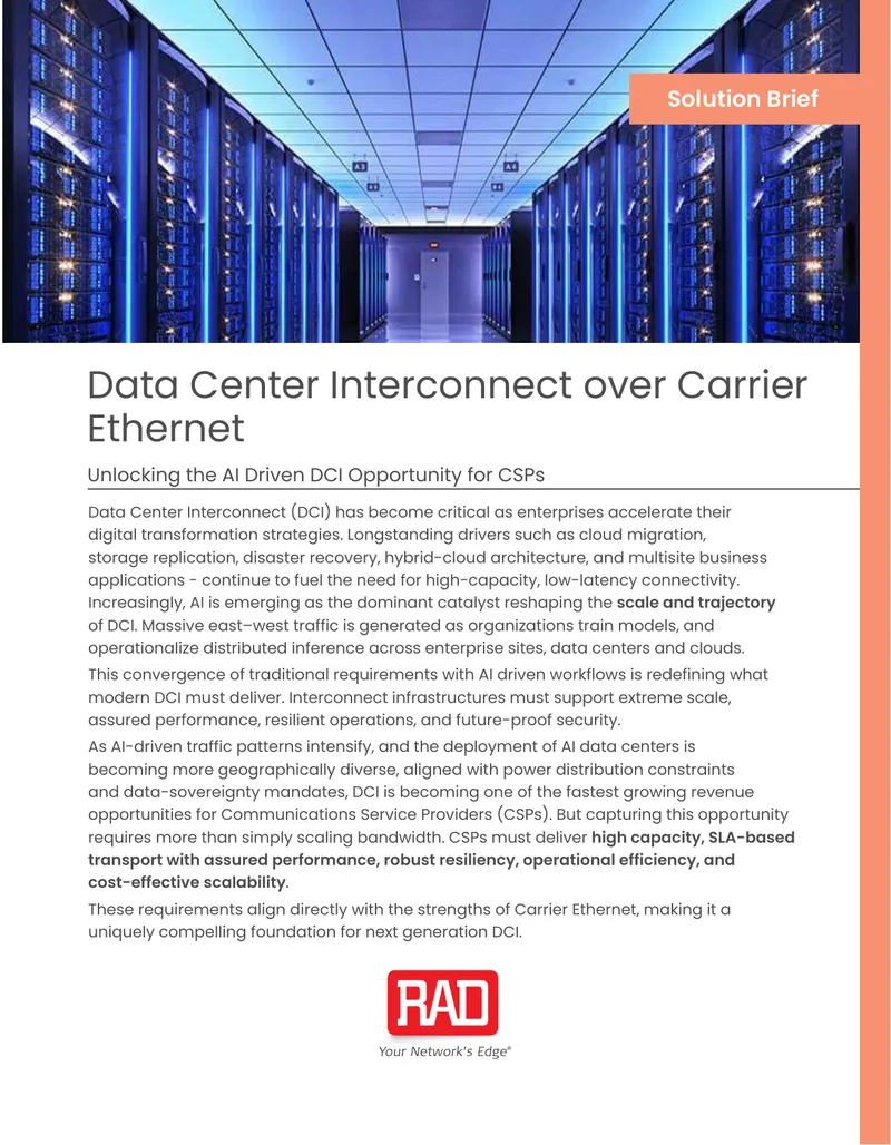 Data Center Interconnect over Carrier Ethernet