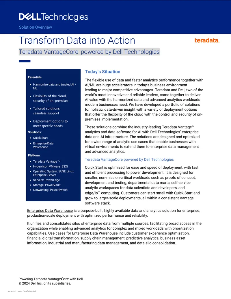 Teradata VantageCore Solutions Powered by Dell
