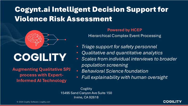 Cogynt.ai Intelligent Decision Support for Violence Risk Assessment