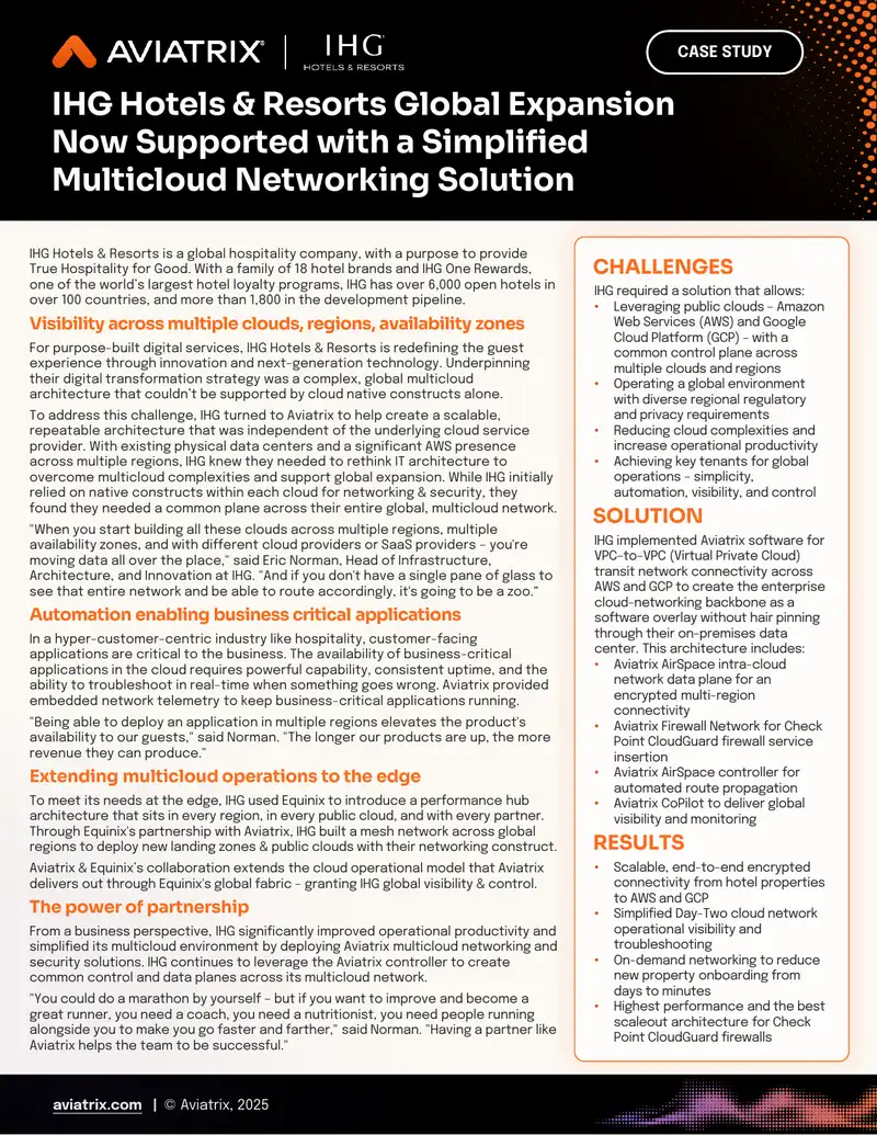 IHG Hotels & Resorts Multicloud Networking Case Study