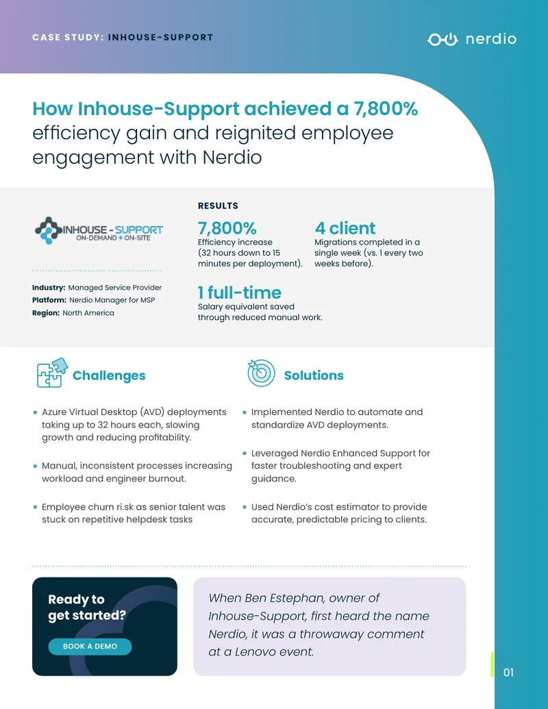 Inhouse-Support Case Study on Nerdio Implementation