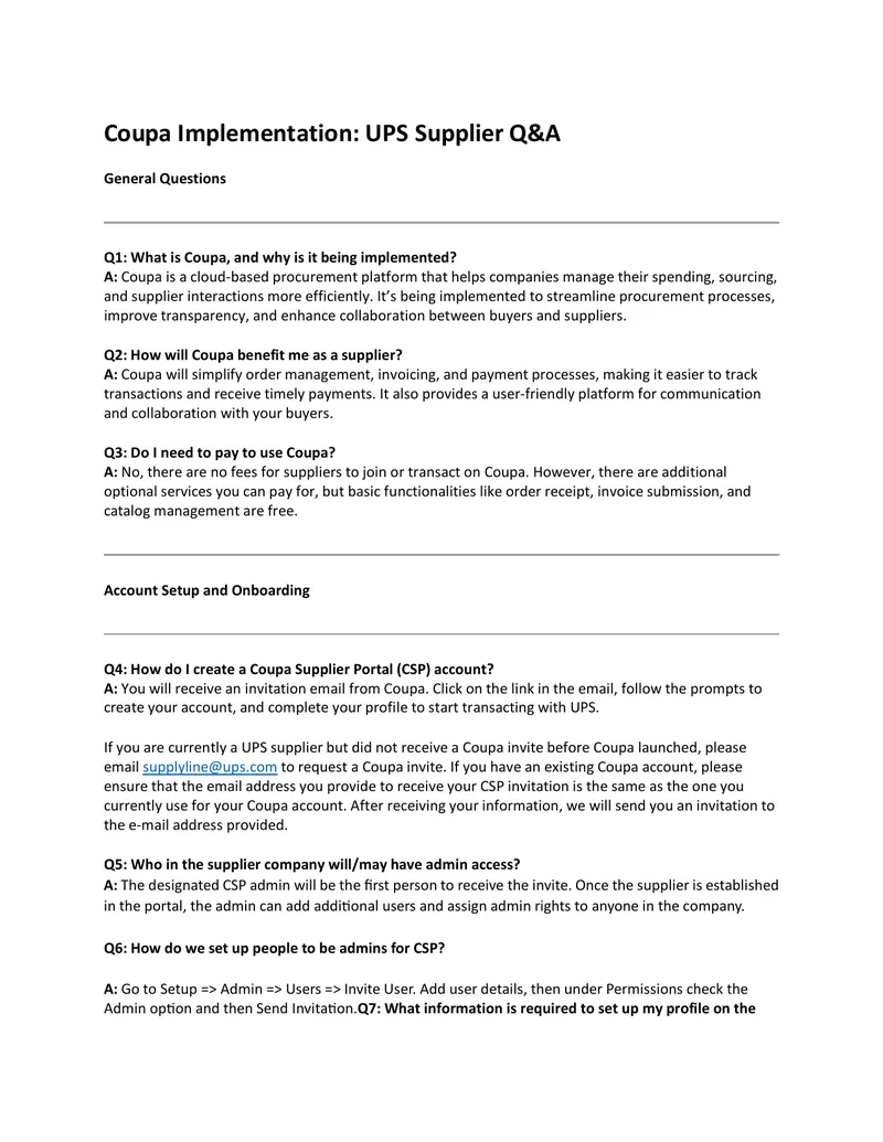 Coupa Supplier Portal Implementation Guide