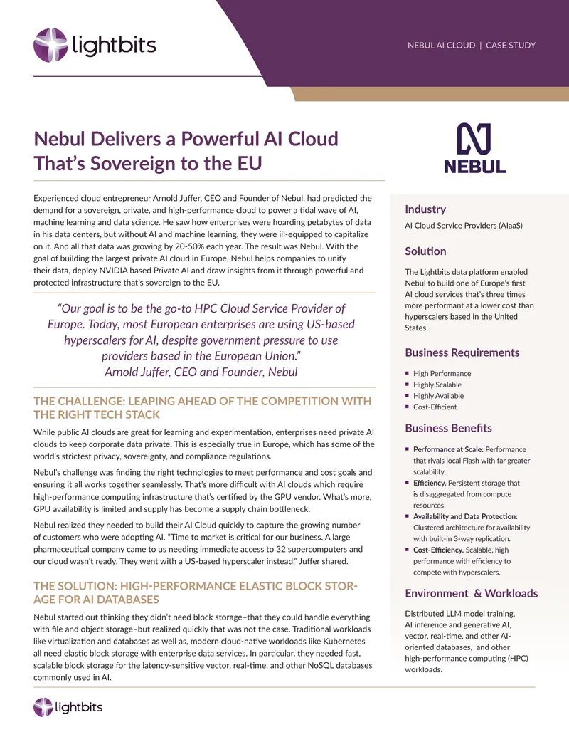 Nebul AI Cloud Case Study on High-Performance Storage