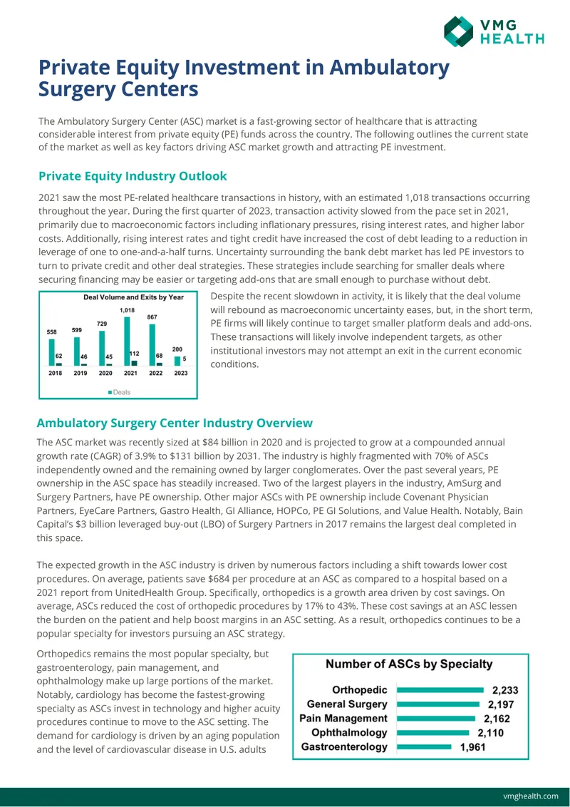 Private Equity Investment in Ambulatory Surgery Centers
