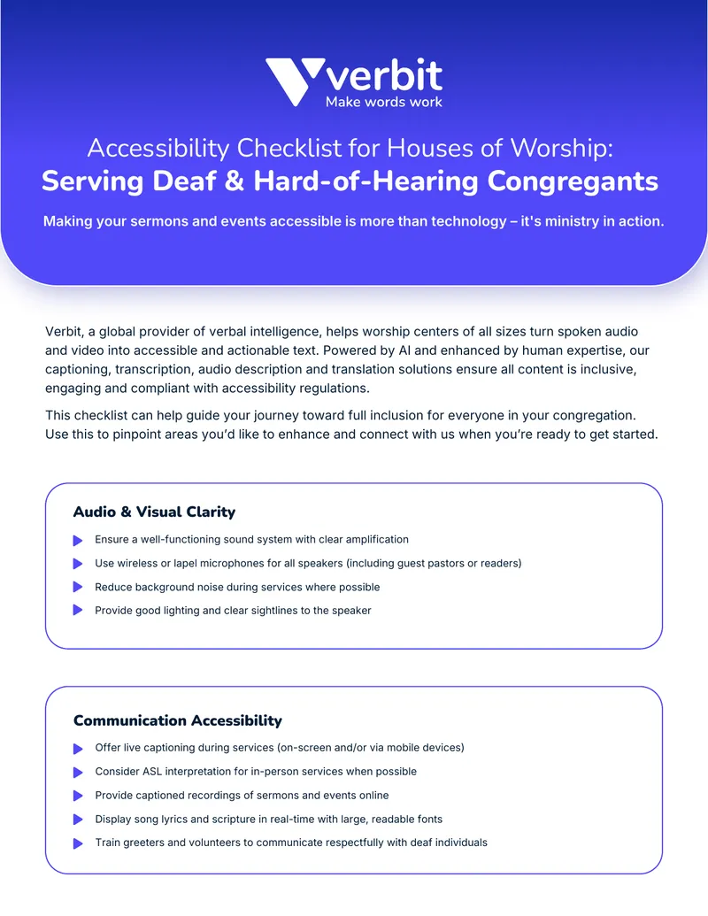 Accessibility Checklist for Houses of Worship