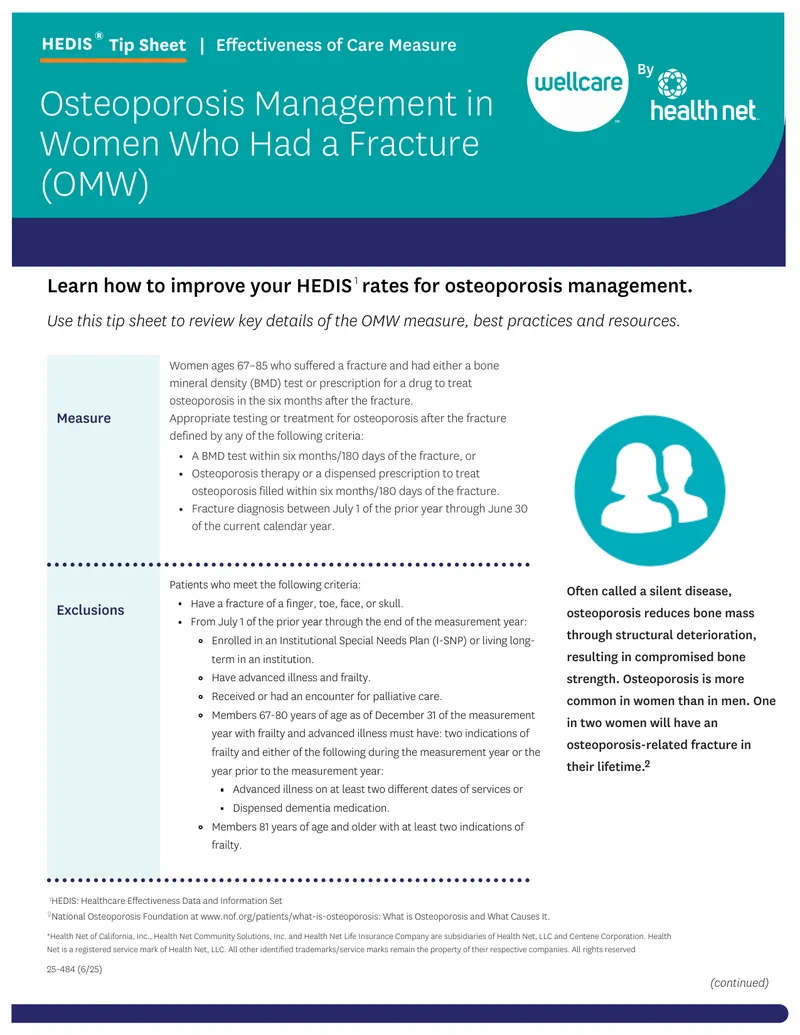 Osteoporosis Management in Women Who Had a Fracture Tip Sheet