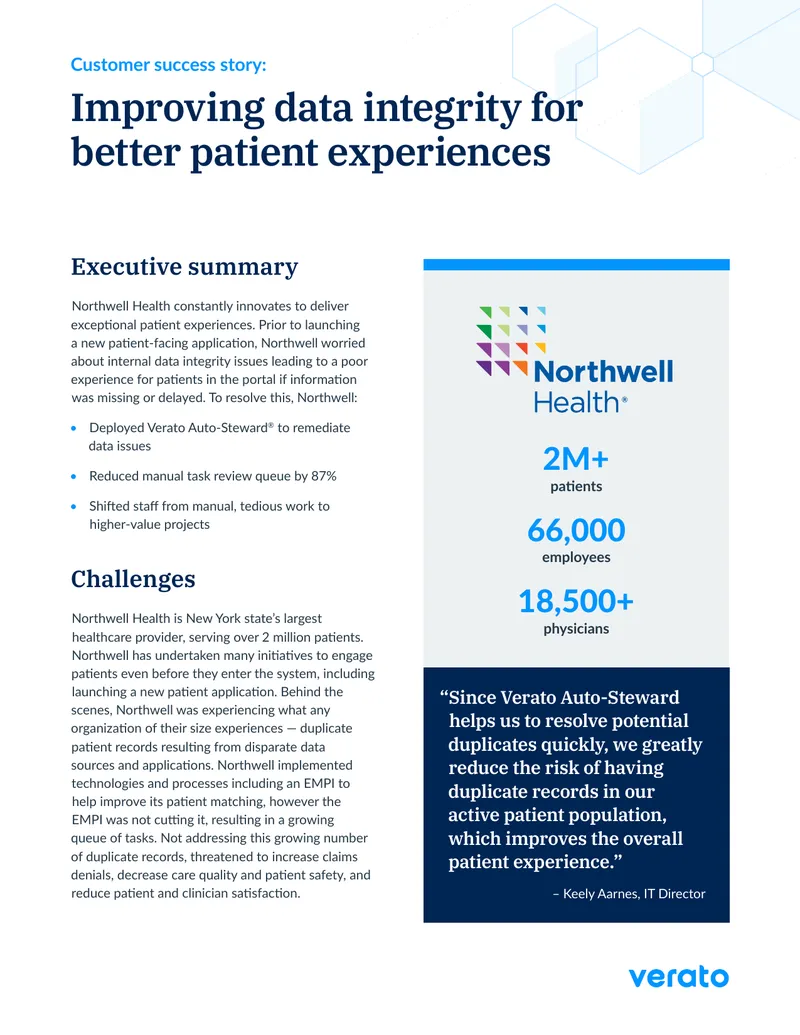 Northwell Health Data Integrity Improvement Case Study