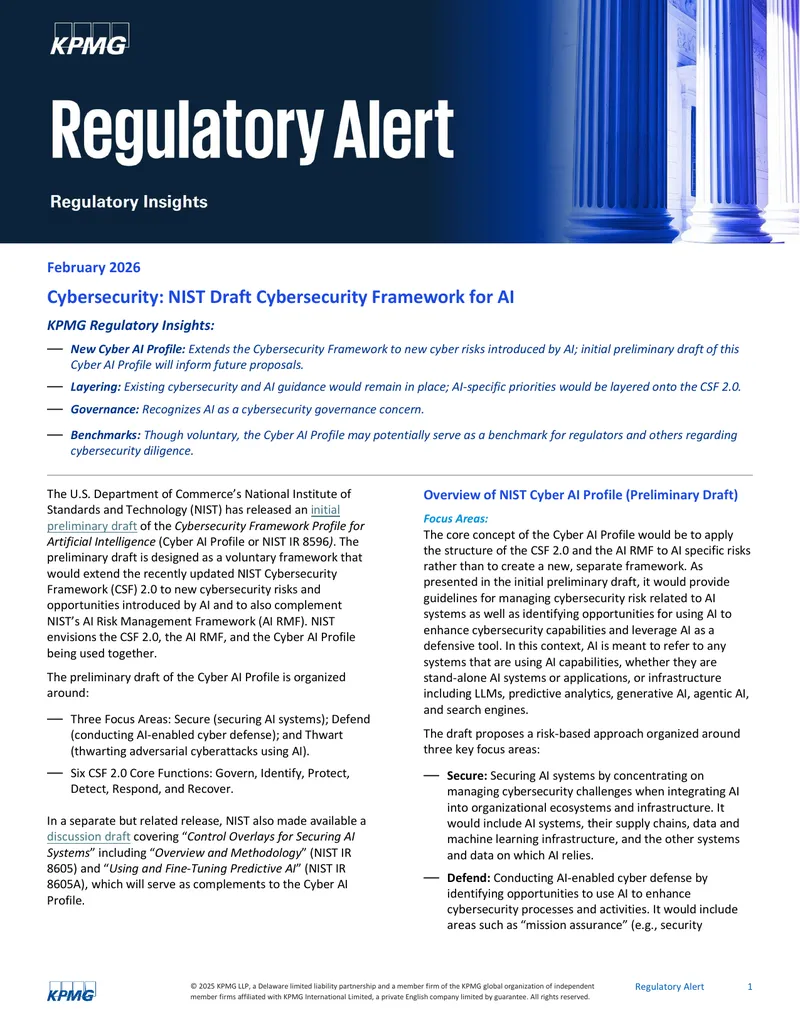NIST Draft Cybersecurity Framework for AI