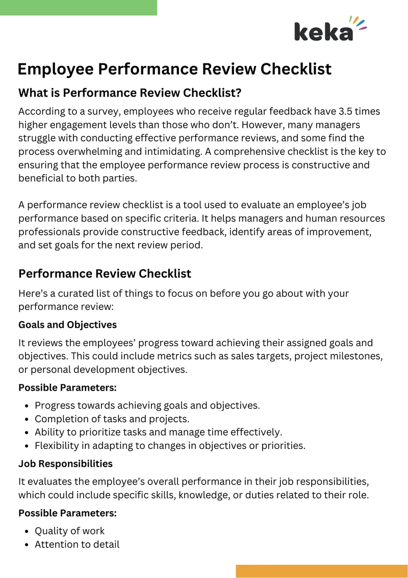 Performance Review Checklist and Evaluation Guide